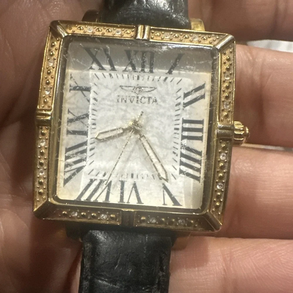Working Invicta Flame Fusion Crystal Ladies Wrist Watch Square 33mm Black Runs‎